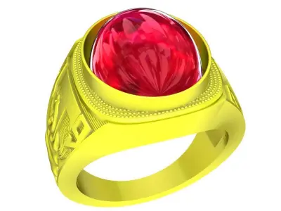 A5402 Oval Ruby Men Ring 3D print model