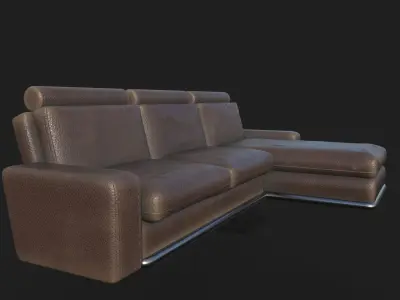 High Poly Leather Couch 3D model