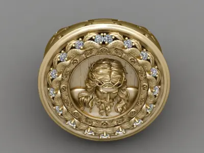 Jesus Diamond Ring 3d Print Model  3D print model