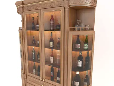 Classic European style Wine Cabinet 4 3D model