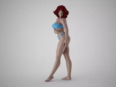 Woman Full Length Mirror Smiling 3D print model