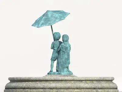 Weathered fountain statue 3D model