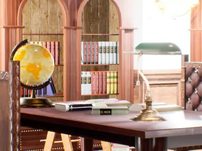 Modular library - interior and props 3D model