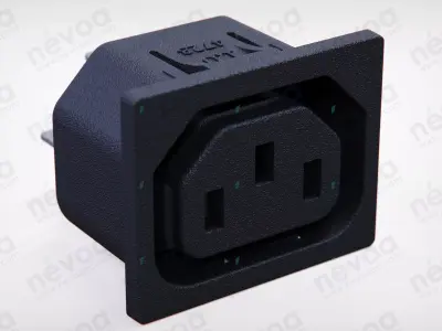 IEC Appliance Outlet F - 4723 - Snap-in version from front side 3D model