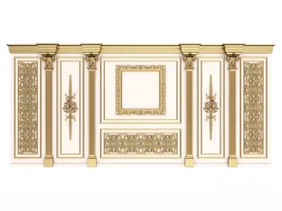 Boiserie Classic Wall with Mouldings 017 White Low-poly 3D model