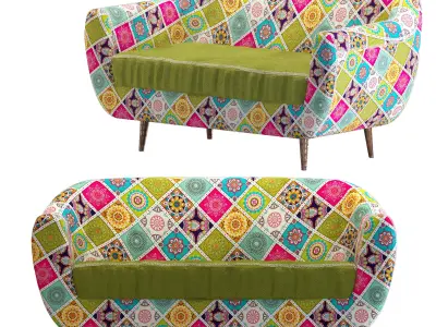 seater sofa Free low-poly 3D model