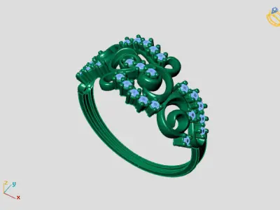 Women Ring Diamond Stone STL 3DM Lightweight Printable 3D print model 71