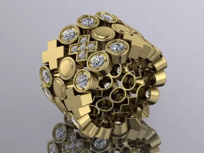 Jewelry Ring Gold X Zero 3D print model