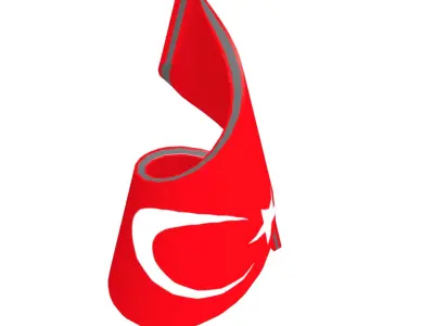 Turkish Flag on a Helical Structure 3D model