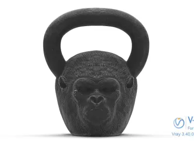 Gorilla Kettlebell - Low Poly and Sculpt Low-poly 3D model
