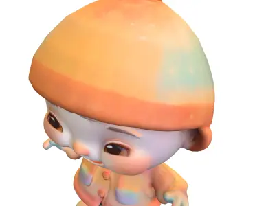 Adorable Winter Kid Low-poly 3D model
