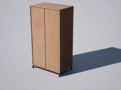 Cabinet wooden with two doors Low-poly 3D model