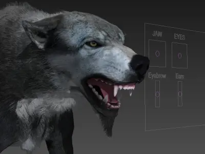 Gray Wolf Low-poly 3D model