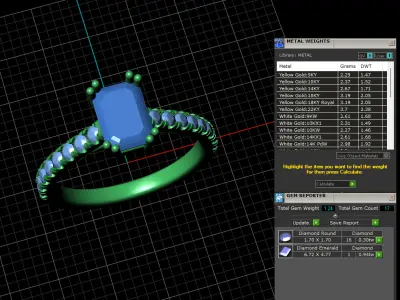 The Emerald Cut Sapphire with Diamond Accented Shank Ring 3D print model