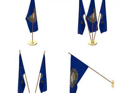 New Hampshire Flag Pack 3D model