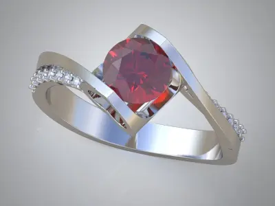 Diamond ring 0349 3D printable model Free 3D print model