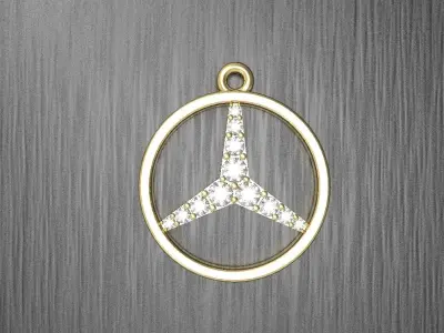 keychain mercedes benz emblem pendant 3D print model