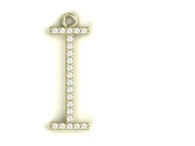 Letter I Diamond Pendant Gold Silver Platinum Luxury Jewelry 3D print model