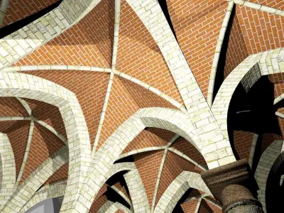 Vaulting 4-2 Renaissance 500cm spcd  thin arches and thick curbs Low-poly 3D model