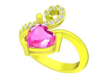 7779 luxury diamond heart women ring 3D print model