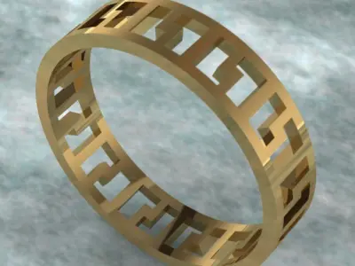 Luxury Golden Band Ring 3D print model