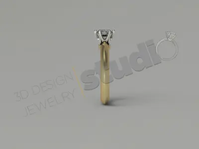 Luxury diamond solitaire ring 3D print model