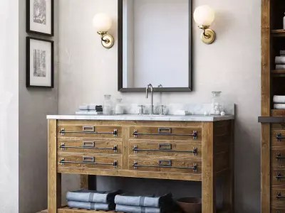 MERCANTILE EXTRA-WIDE SINGLE VANITY SINK 3D model