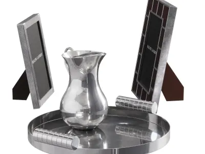 Tray and Photo frames Decorative set 3D model