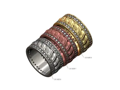 Diamond french bordure ring US size 6 7 8  3D print model