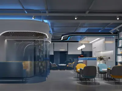 Office interio Low-poly 3D model