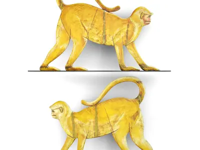 Vintage Wood Monkey Decor 3D model