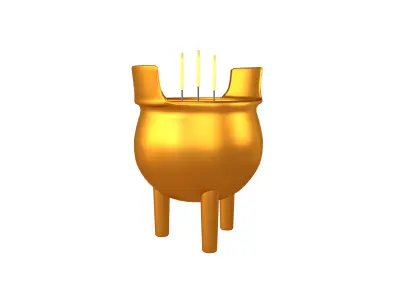 Cartoon Incense Burner v1 002 Low-poly 3D model