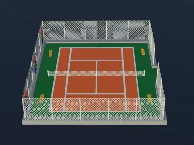 Tennis Court - South Africa Low-poly 3D model