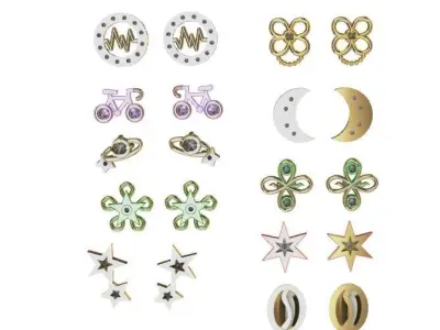 Aretes -Topitos para dama paquete de 10 -v 3D print model