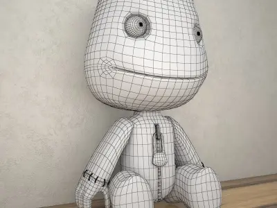 Sackboy stuffed animal with zipper 3D model