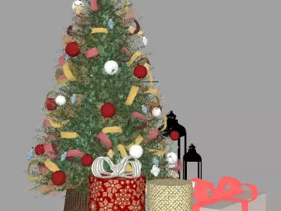 Festive Christmas Tree Decoration Set 3D model