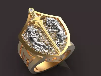 lion ring Silver Gold  Print 3D print model