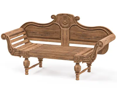 Wodden Bench Low-poly 3D model
