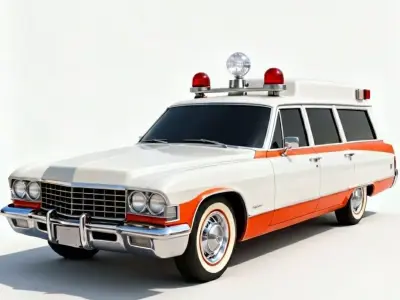 Classic Retro American Ambulance 3D Model Low-poly 3D model