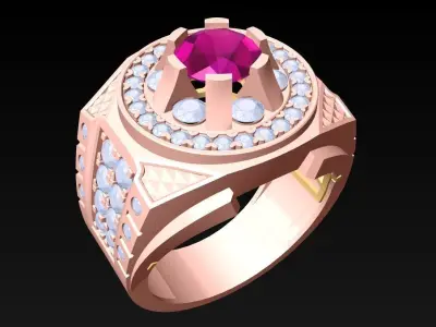 Diamond Rings - Mens Ring - N2436 3D print model