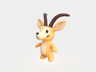 Little animal baby - Antelope cute - Animated Low-poly 3D model