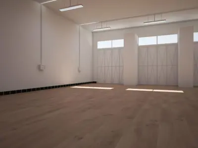 studio render 3 empty room with wooden floor Low-poly 3D model