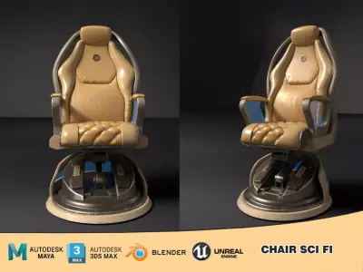 chair sci fi Low-poly 3D model