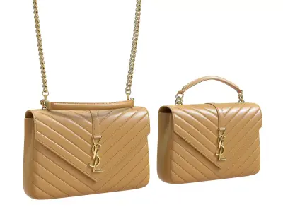 YSL Saint Laurent College Medium Chain Bag Yellow Low-poly 3D model