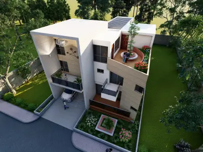 2 Storied Modern Residence  3D model