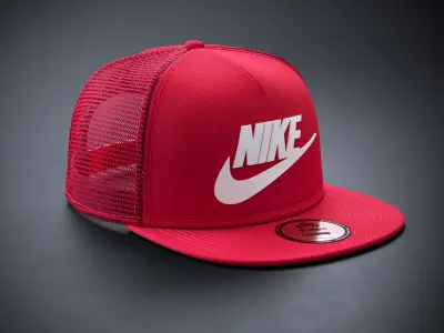 Red Snapback Cap 3D model