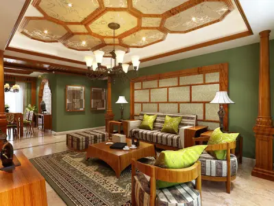 Luxury Living Area Design  Low-poly 3D model