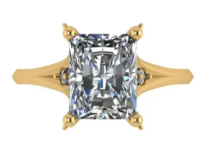 Radiant solitaire  cathedral ring with diamond on shank - prongs 3D print model