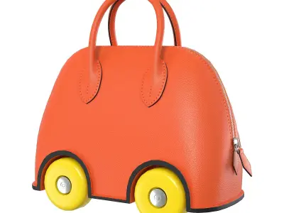 Hermes Mini Bolide Bag On Wheels Orange Low-poly 3D model