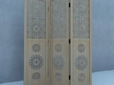Traditional Moroccan Wood Screens 3D model